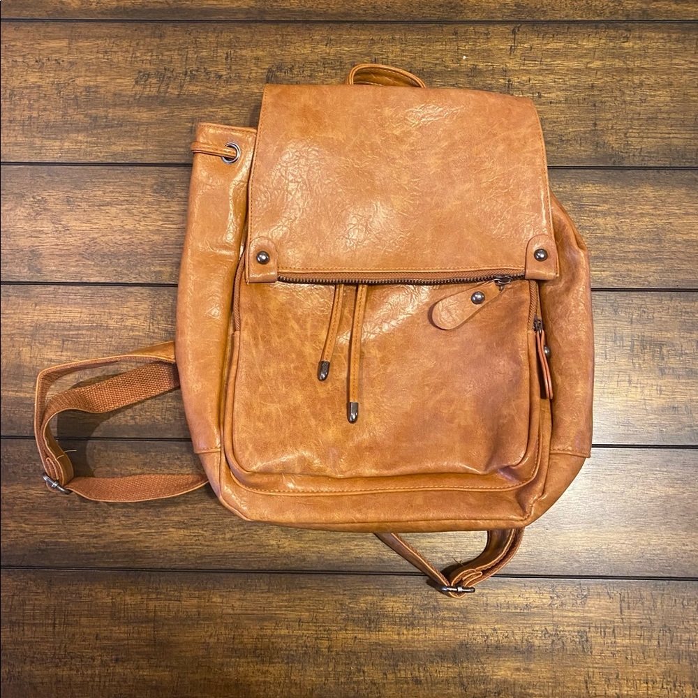 HaloVa Women's Backpack, Small Shoulders Bag, Casual Leather Daypack, Brown